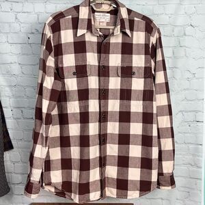 Filson Kitsap work shirt Medium Burgundy/Brown buffalo plaid Long Sleeves